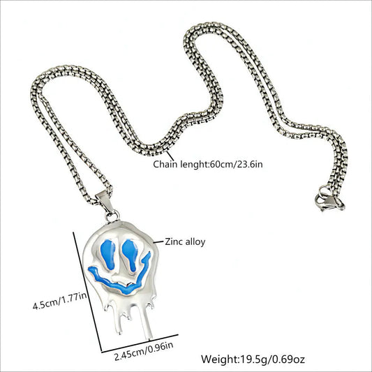 Zinc Alloy Noctilucent Necklace Halloween Ghost Glowing Grimace Pendant - Velora