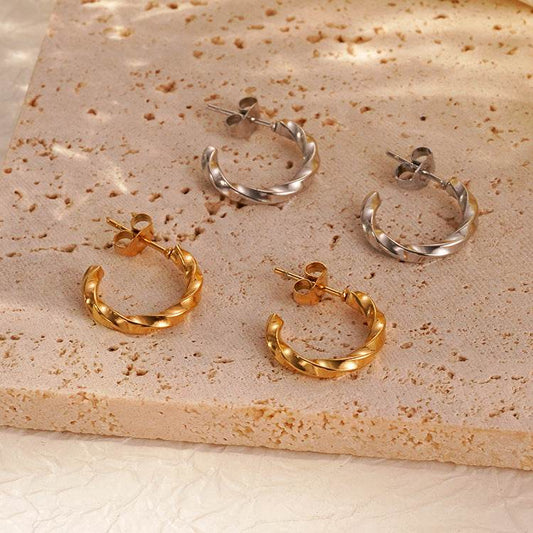 Fashion Trend Twisted Stainless Steel Earrings For Women - Velora