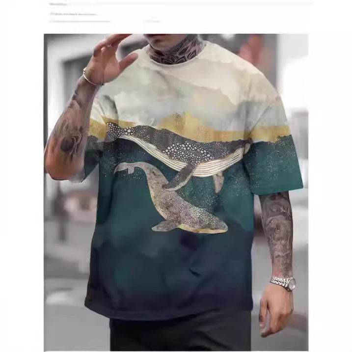 3D Printed Ukiyo-e T-shirt Men's Round Neck Short Sleeve - Velora