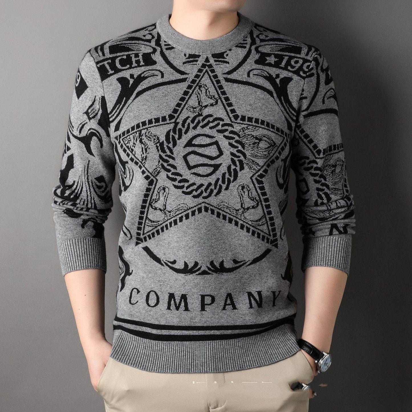 Autumn And Winter Men's Knitwear Round Neck Loose - Velora