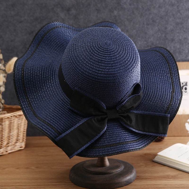 Summer Sun Hat Women Straw Hats Sunshade Panama Hat Fashion Bow Beach Hat Foldable Travel Caps