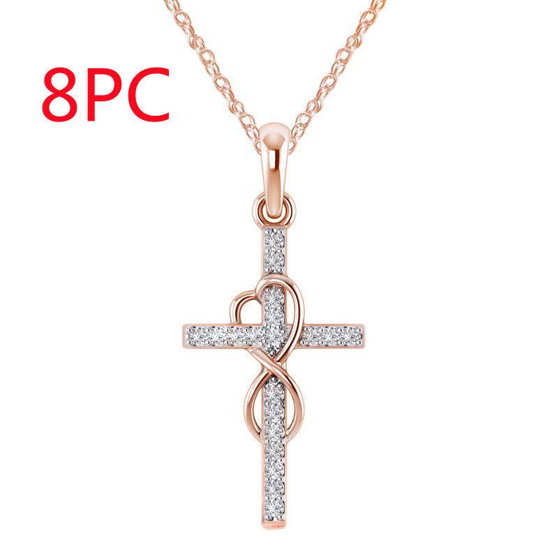 Alloy Pendant With Diamond And Eight-character Cross Necklace - Velora