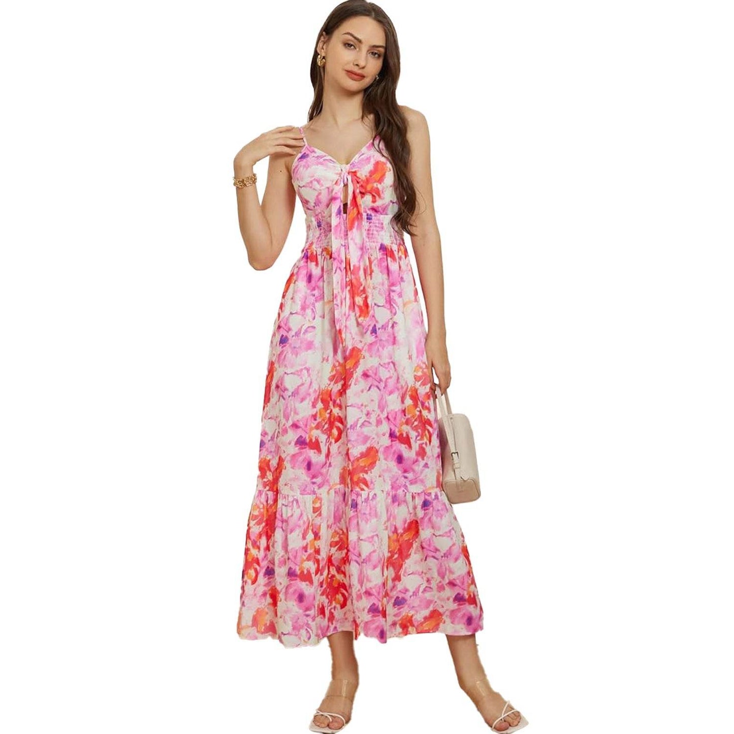 Bohemian Printing Slip Dress Vacation - Velora