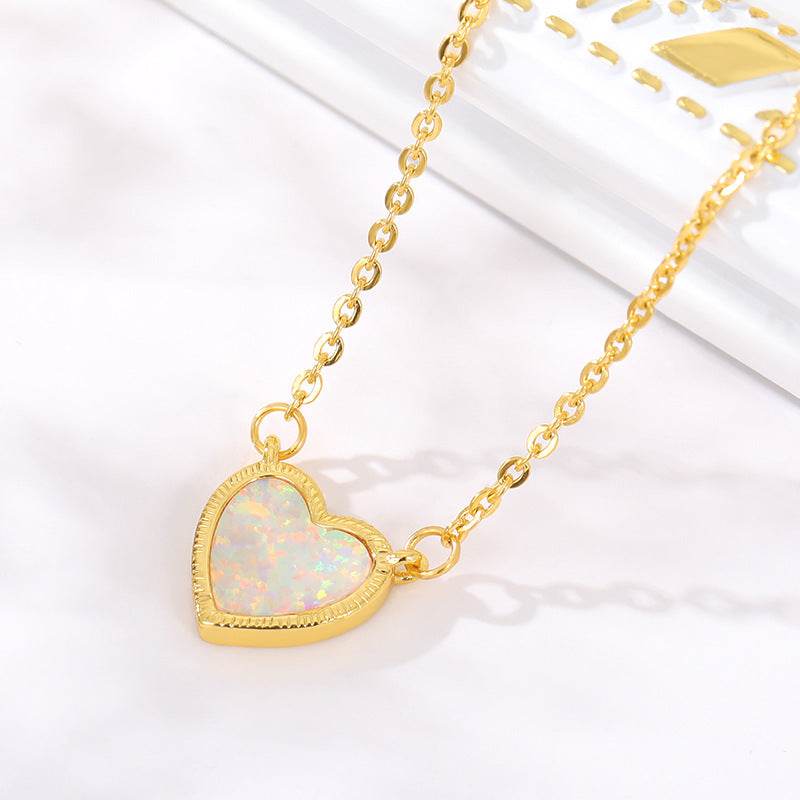 Romantic Heart Necklace Copper Zircon Pendant Necklace for women - Velora