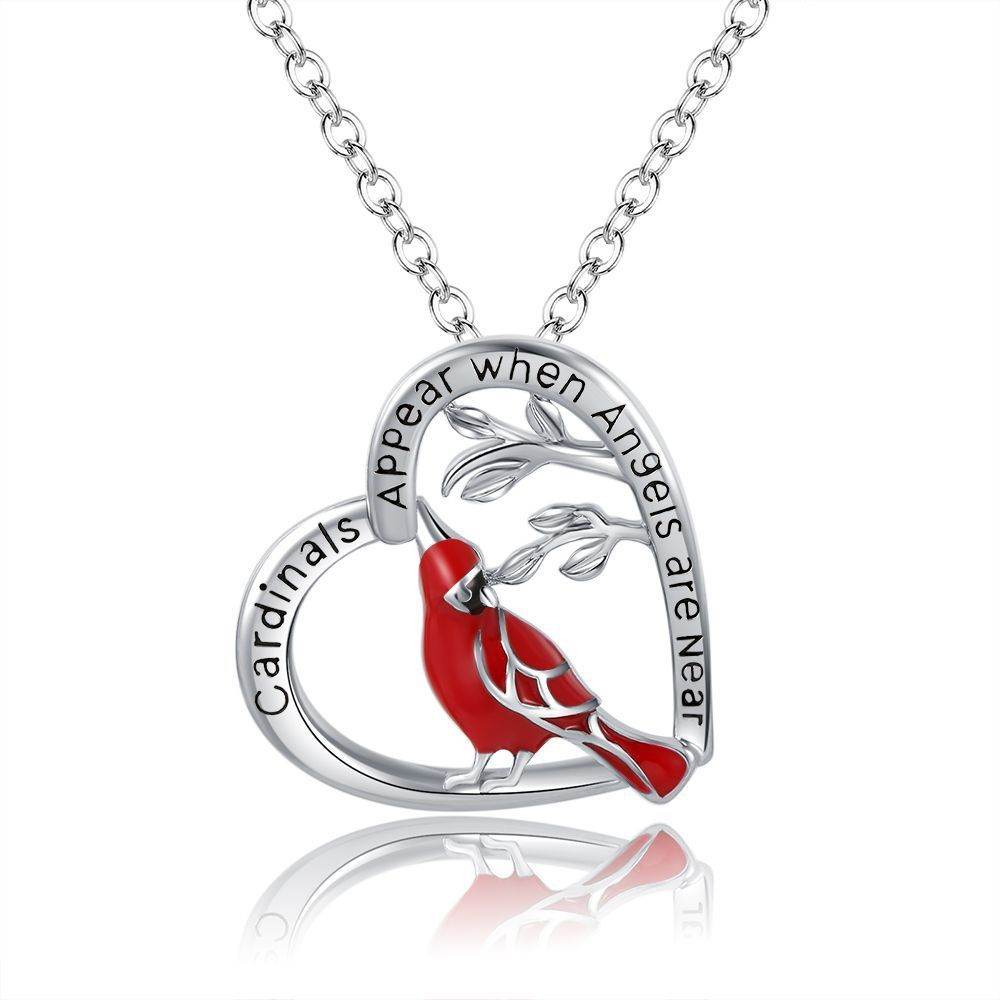 Creative Heart Shaped Cardinal Pendant Necklace, Exquisite Party Commemorative Accessory Gift Jewelry Anniversary Party Gifts, Valentine's Day Gift - Velora