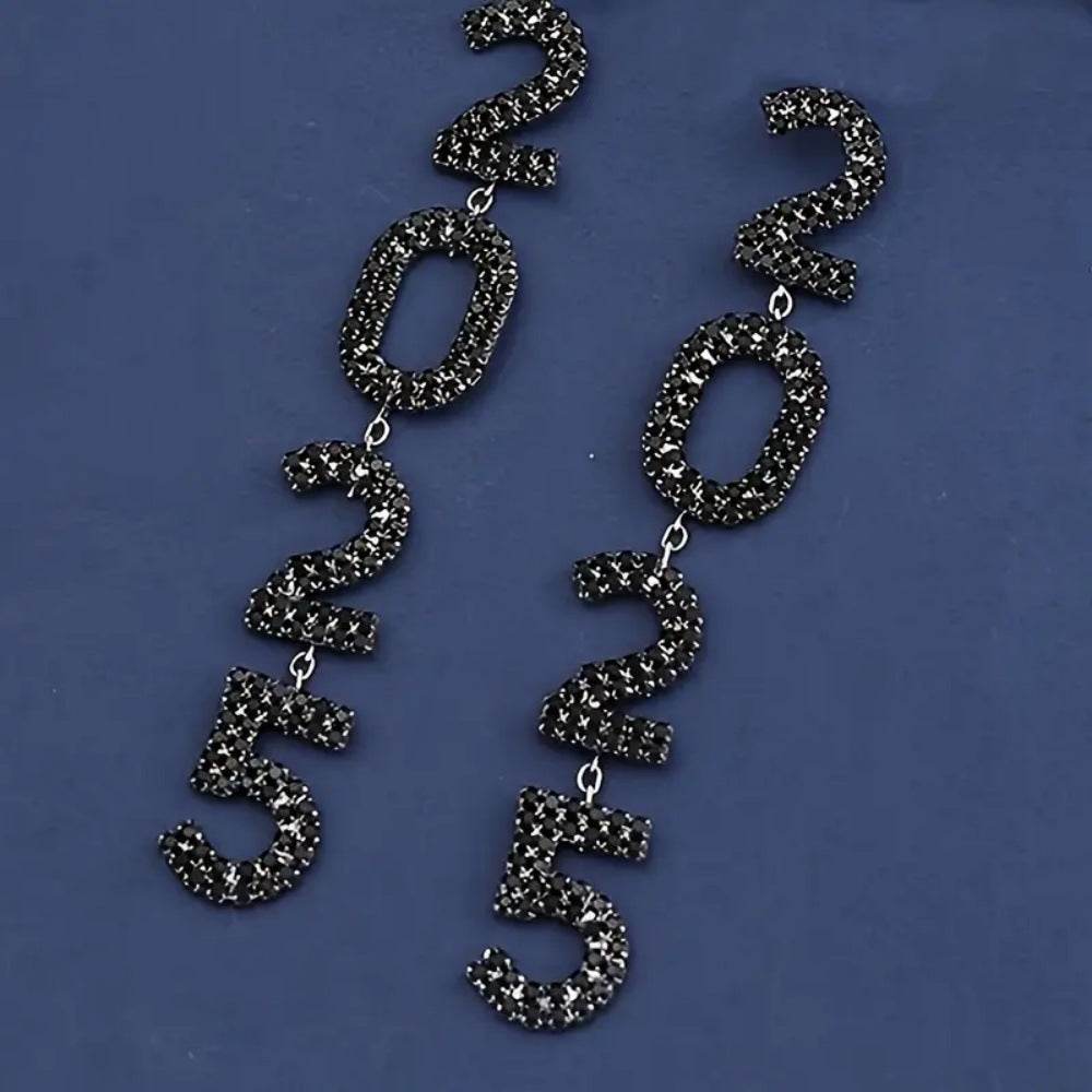 Alloy Rhinestone Digital Earrings Long Fringe - Velora