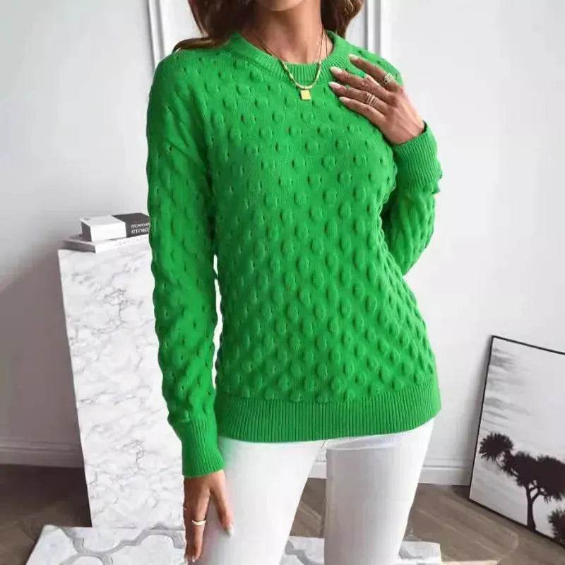 Pullover Round Neck Long Sleeves Knitwear Cashmere sweater Top women - Velora