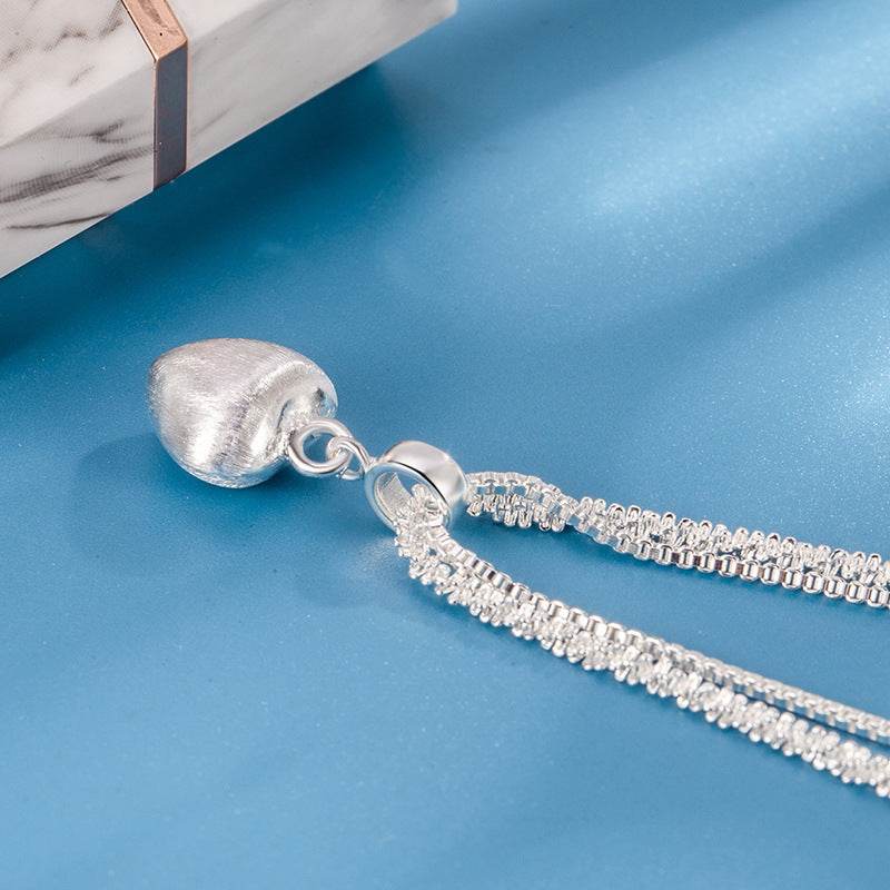 Double Layer Brushed Heart Pendant Necklace For Women High-end Feel Light Luxury Necklace Collarbone Chain Fashion Jewelry - Velora