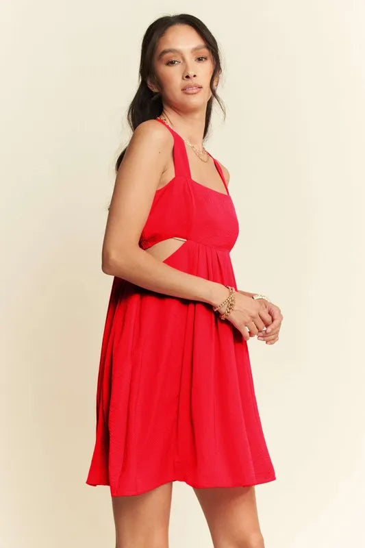 Davi & Dani Washed Satin Cutout Skirt Bandeau Mini Dress - Velora