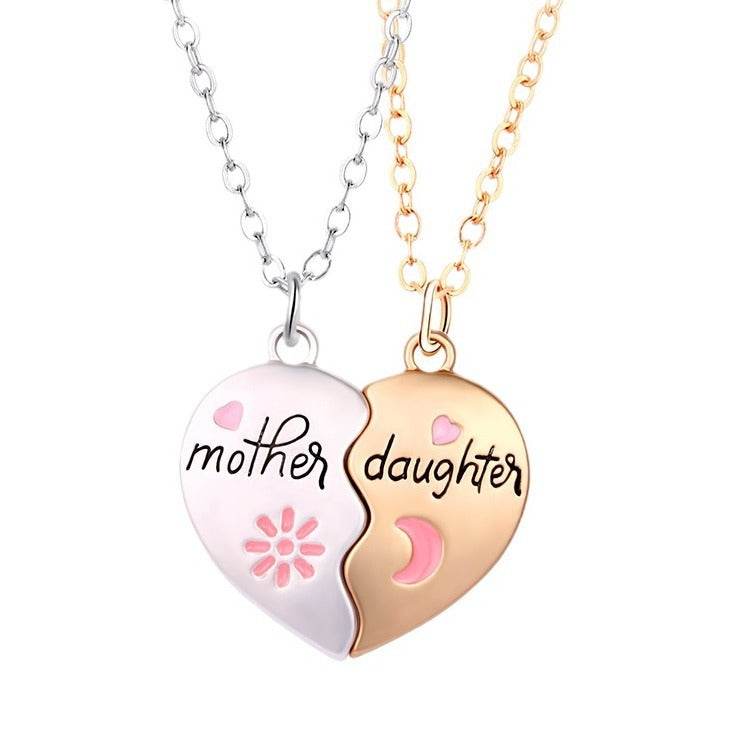 2PCS Set Jewelry Mother Daughter Necklace Matching Heart Magnetic Pendant Fashion Gifts For Mother's Day - Velora