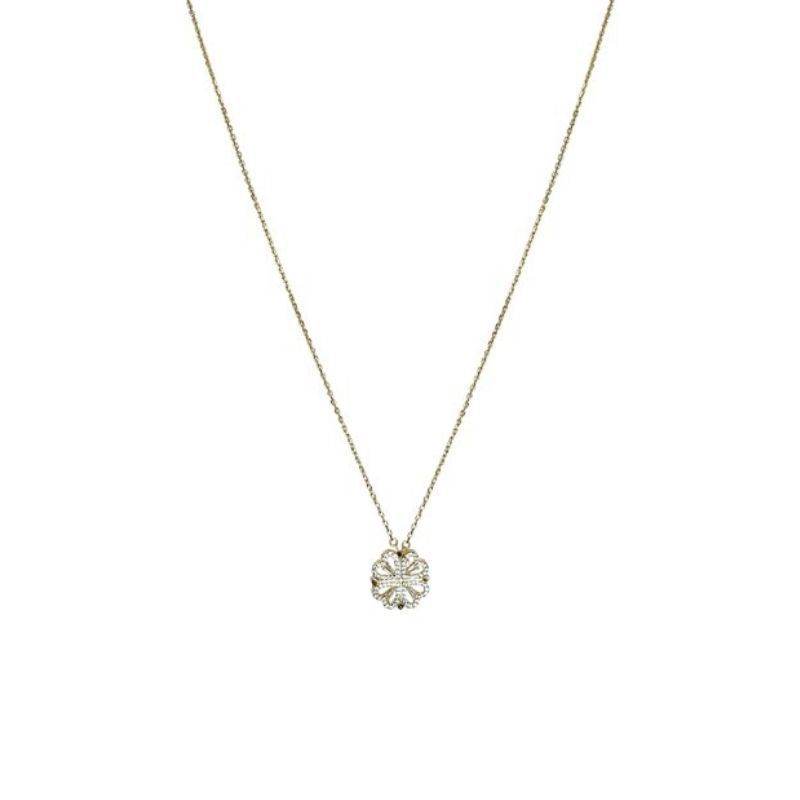 Retro Magnetic Folding Heart Shaped Four Leaf Clover Pendant Necklace Women Love Clavicle Chain Gifts Openable Choker Jewelry - Velora