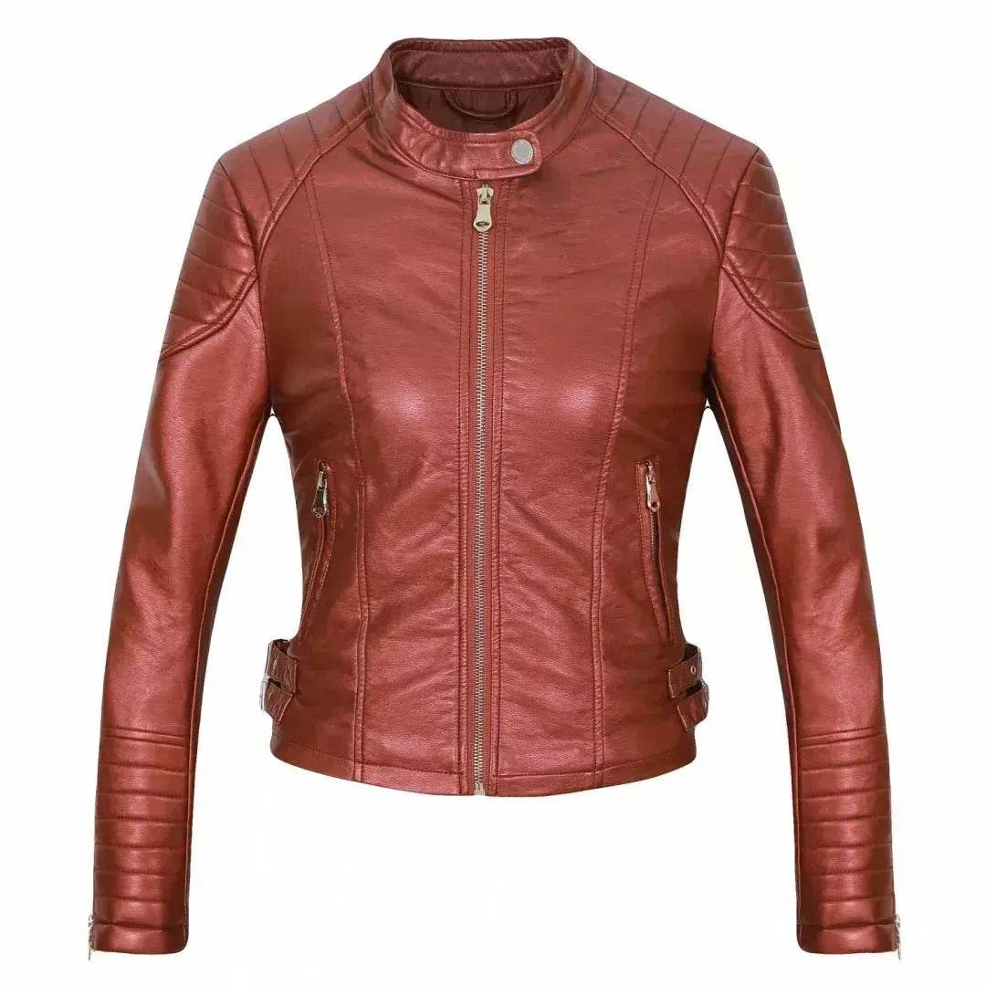 Ladies Fall and Winter Slim fit Leather Jacket Biker Jacket Women - Velora