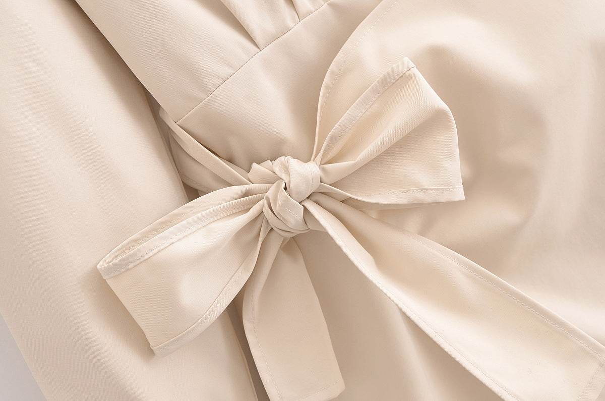 Commute Style Bowknot Decoration Long Sleeve Dress - Velora
