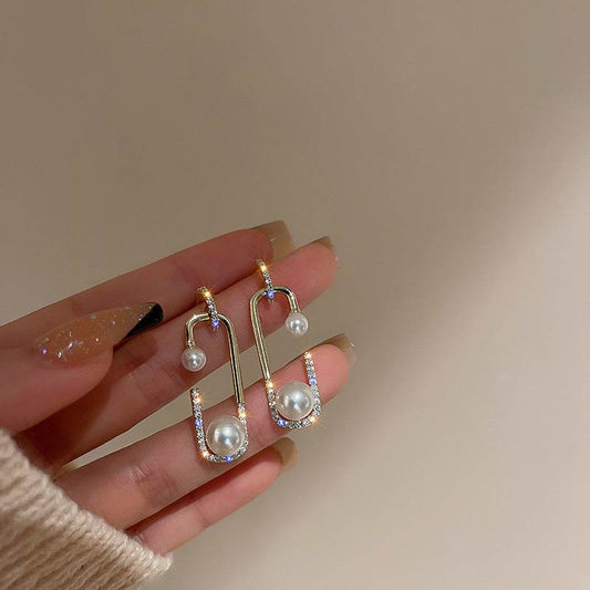 Elegant And Sophisticated Pearl Geometric Earrings - Velora