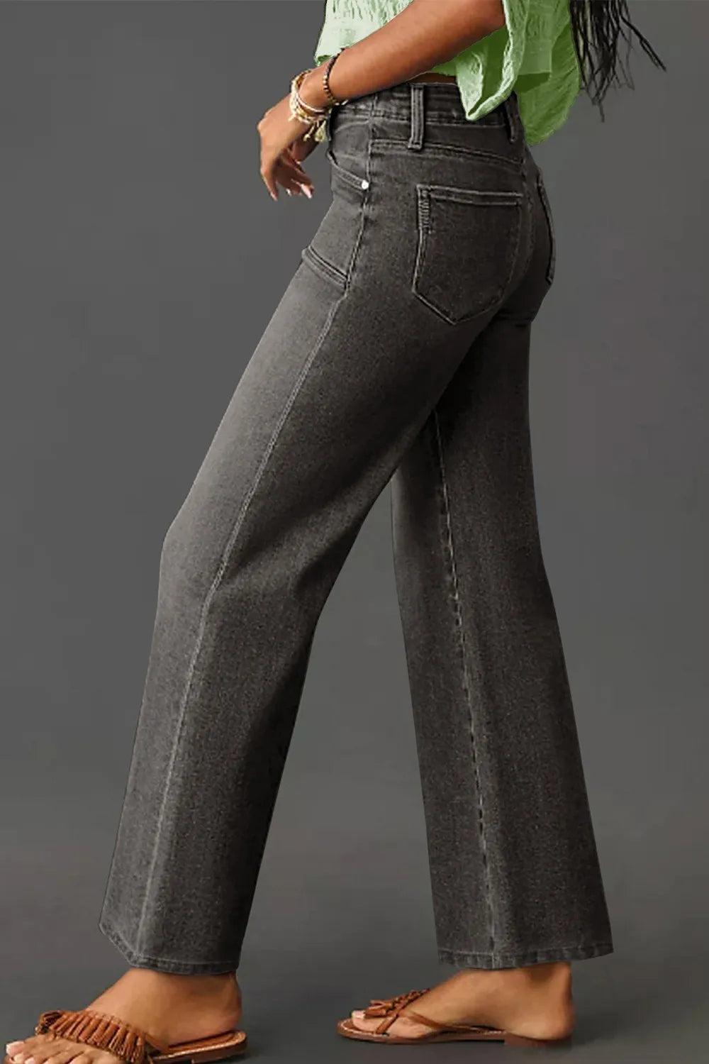 High-Waisted Wide-Leg Vintage Wash Jeans - Velora