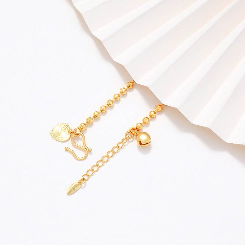 Copper Alloy Electroplated Real Gold Frosted Carven Design Geometric Beads Bracelet - Velora