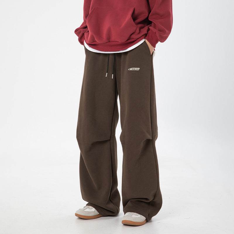 Split Pleated Design Casual Pants Autumn And Winter Embroidery - Velora