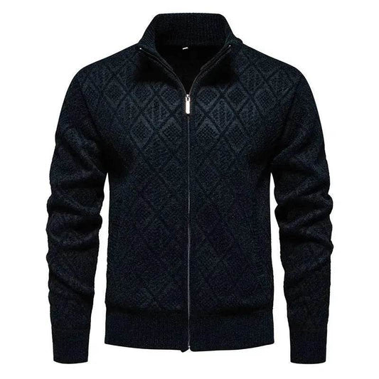 2025 Fall Winter Men Fleece-lined Thick Stand Collar Sweater Cardigan for men - Velora