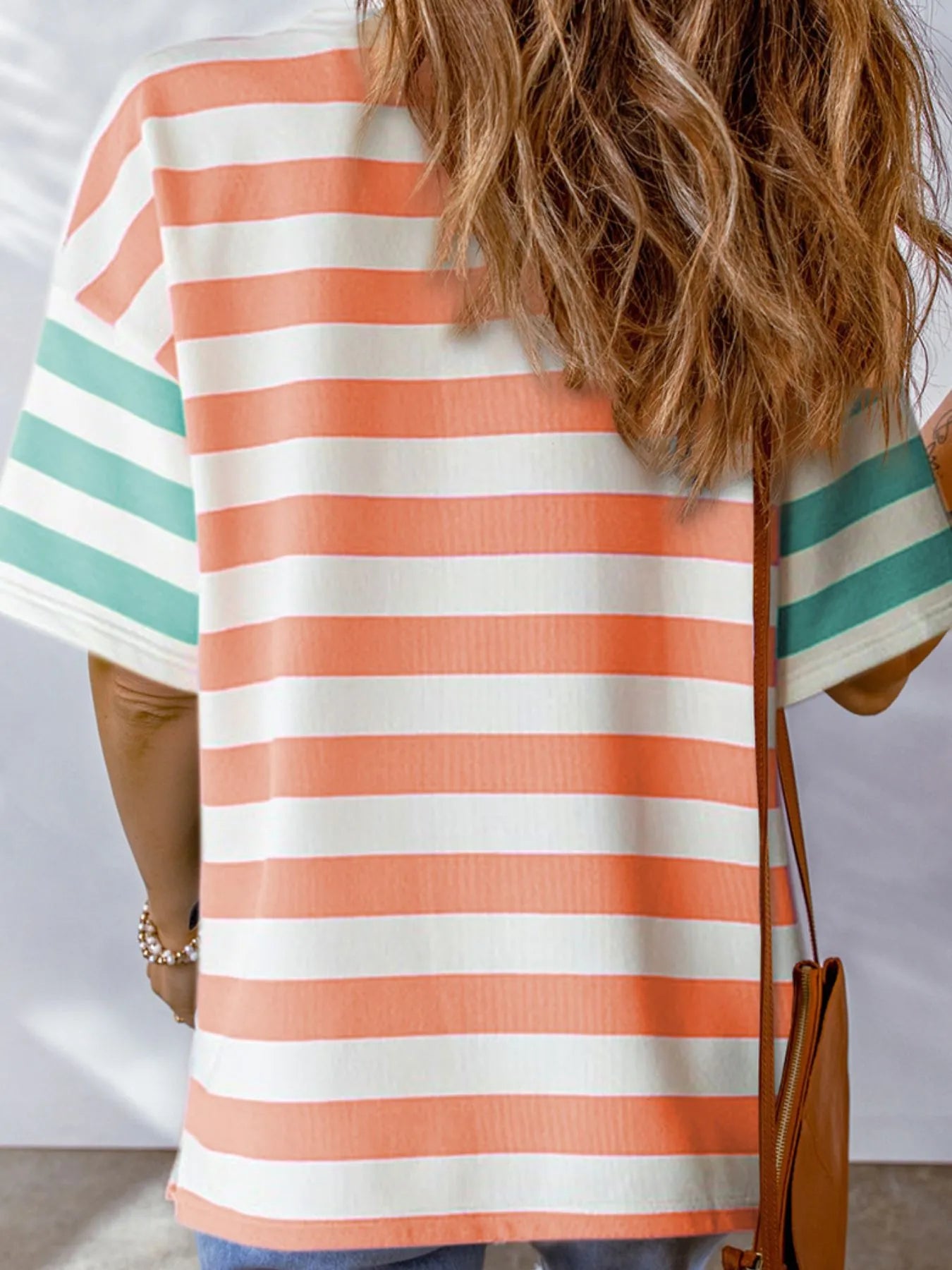 Striped Oversized Short Sleeve T-Shirt - Velora