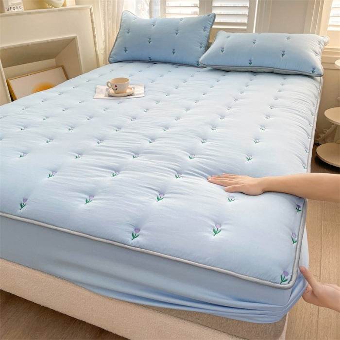 New Soybean Fiber Quilted Fitted Sheet Single Piece - Velora