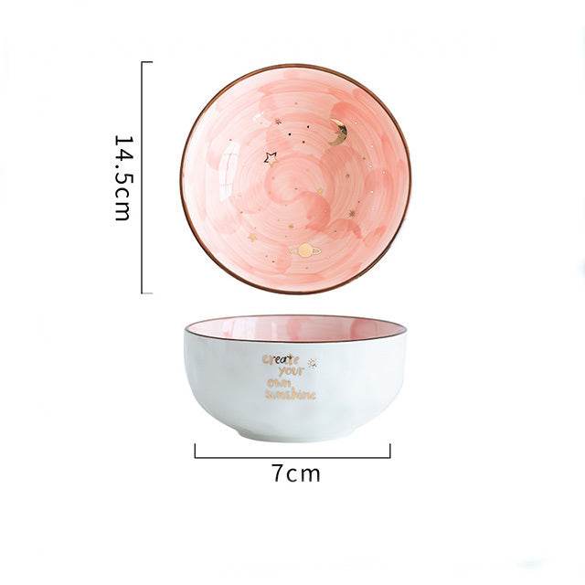 Ceramic Breakfast Salad Bowl With Cute Eating Bowl - Velora
