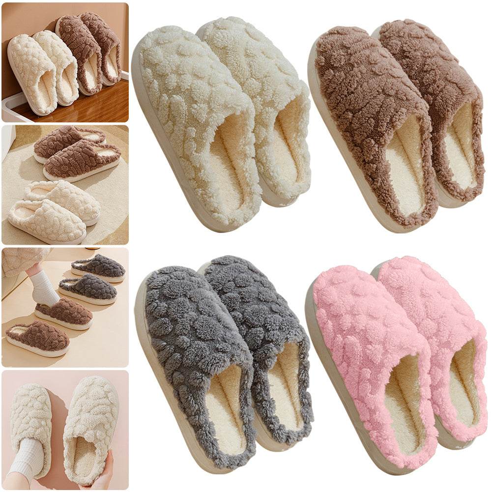 Home Fuzzy Slipper Unisex Cartoon Winter Plush Slipper Anti-Skid Soft Soled Cotton Shoes Comfy Outdoor Couple Slippers - Velora