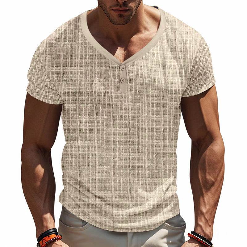 American Summer Men's V-neck Loose Breathable Short Sleeve - Velora