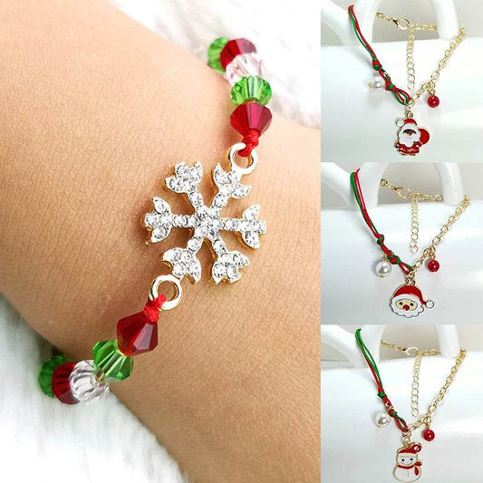 New Christmas Snowman Santa Claus Tree Snowflake Elk Bracelet Christmas Gift Charm Bracelet Chain Pendant For Women New Year Fashion Gift - Velora