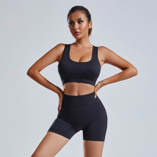 2pcs Yoga Set Women's Vest And Shorts Tracksuit Seamless Workout Sportswear Gym Clothing High Waist Leggings Fitness Sports Suits - Velora