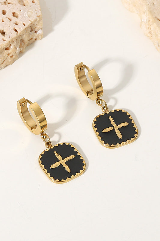 Plus Sign Square Shape Drop Earrings - Velora