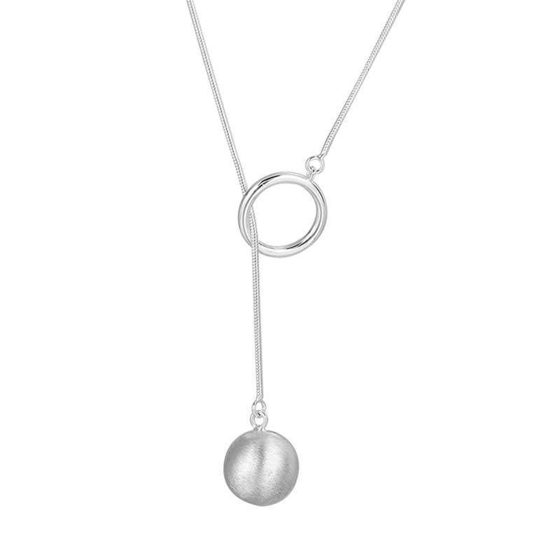 Ins Round Ball Ring Long Necklace Fashion Personality Temperament Sweater Chain Fall Winter Women's Jewelry - Velora