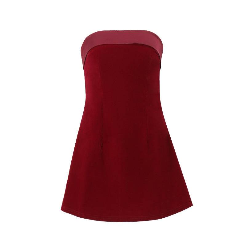 Ins Slim Tube-top Dress Fashion Zipper A-line Short Dresses Party Evening Clothing For Women - Velora