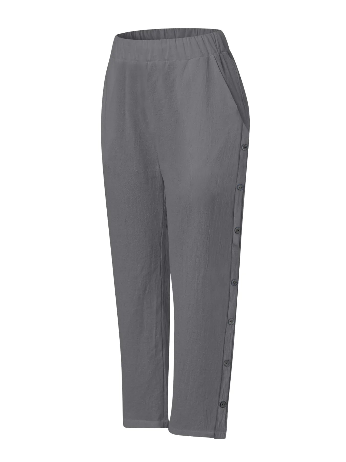 Full Size Side Decor Button Casual Wide Leg Pants Plus Size - Velora