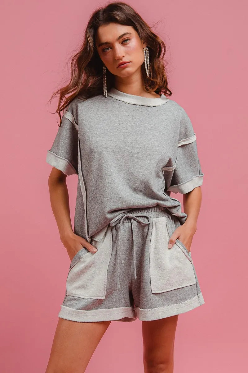 BiBi French Terry Knit Shorts with Side Pocket - Velora