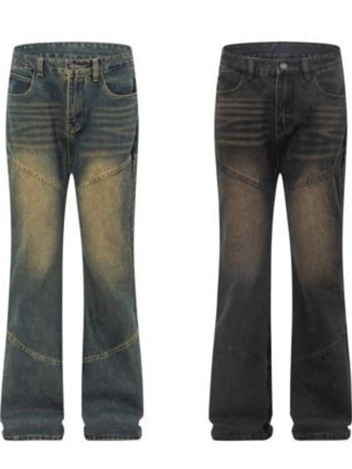 Men's Full Size Vintage Wash Bootcut Denim Jeans Plus Size - Velora