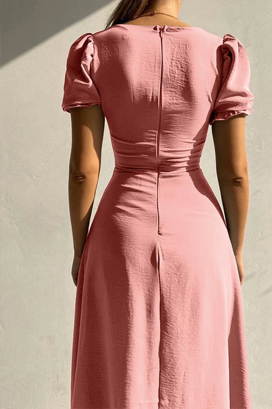 Sweetheart Neck Short Sleeve Dress - Velora