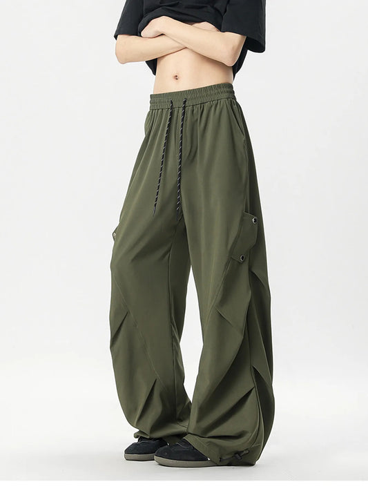 Men's Oversized Wide Leg Cargo Pants with Drawstring - Velora
