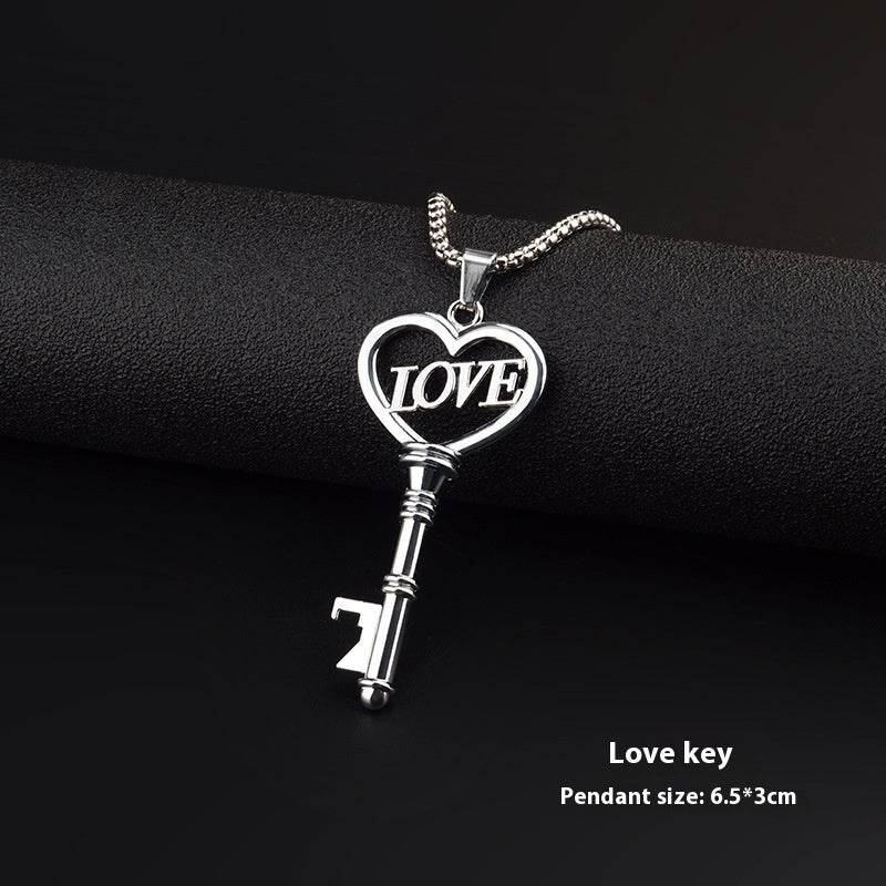 Stainless Steel Necklaces Sweet Heart Key Pendants Choker Chain Korean Fashion Jewelry For Women Jewelry Gifts - Velora