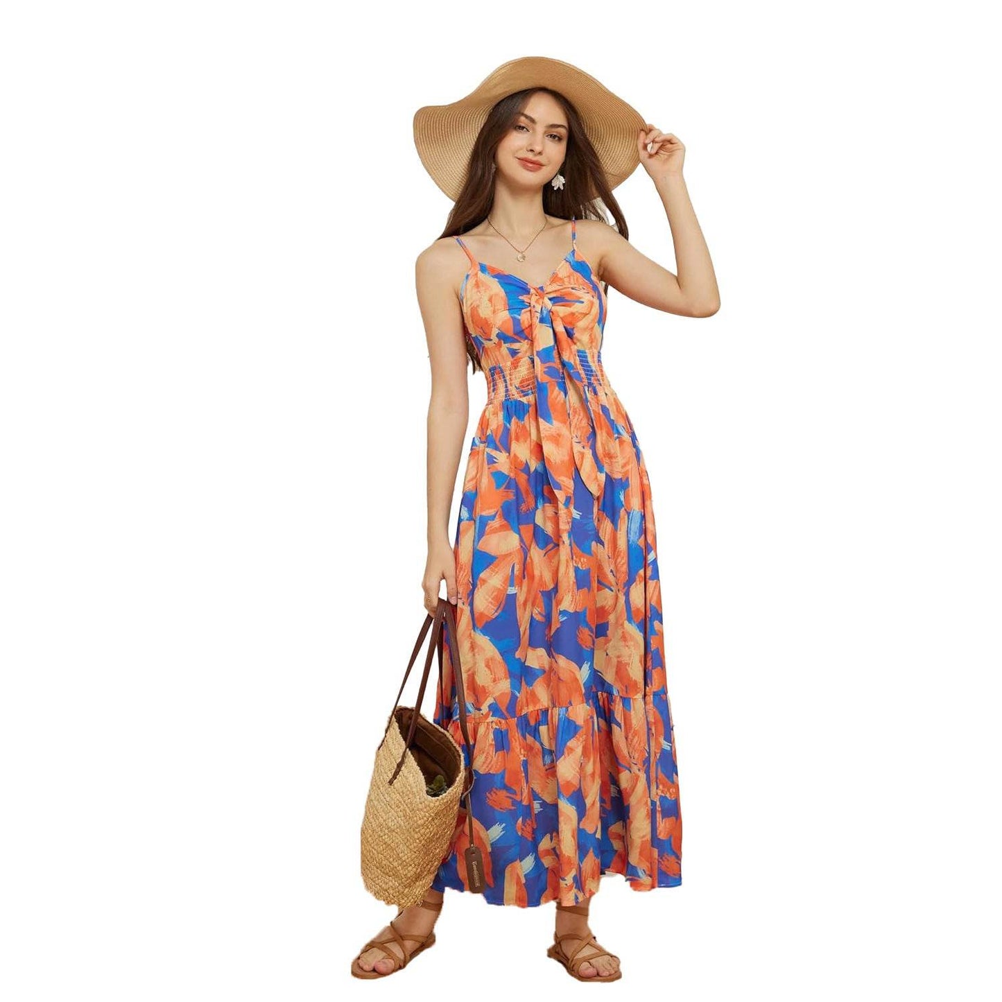 Bohemian Printing Slip Dress Vacation - Velora