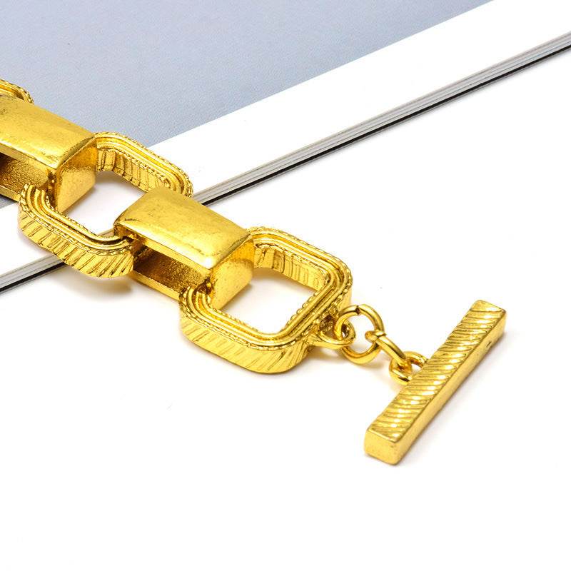 Gold Metal Buckle Bracelet For Women - Velora
