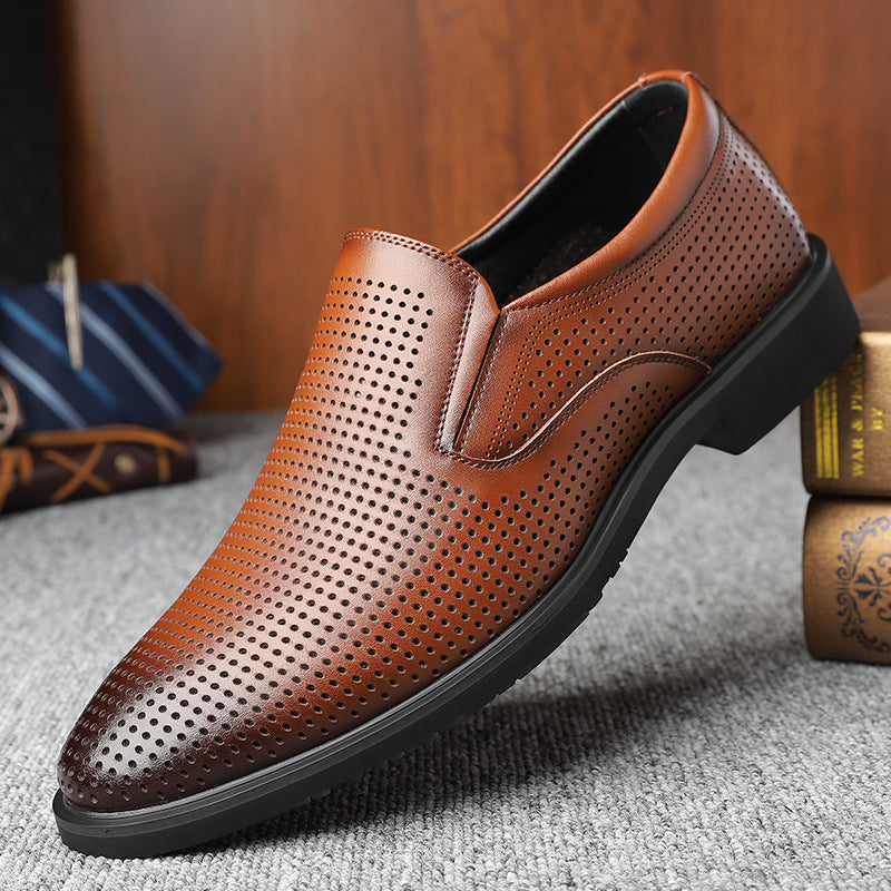 Men's Business Tods Casual Shoes Breathable Low Top Spring And Autumn Black Slip-on Lazy Shoes - Velora