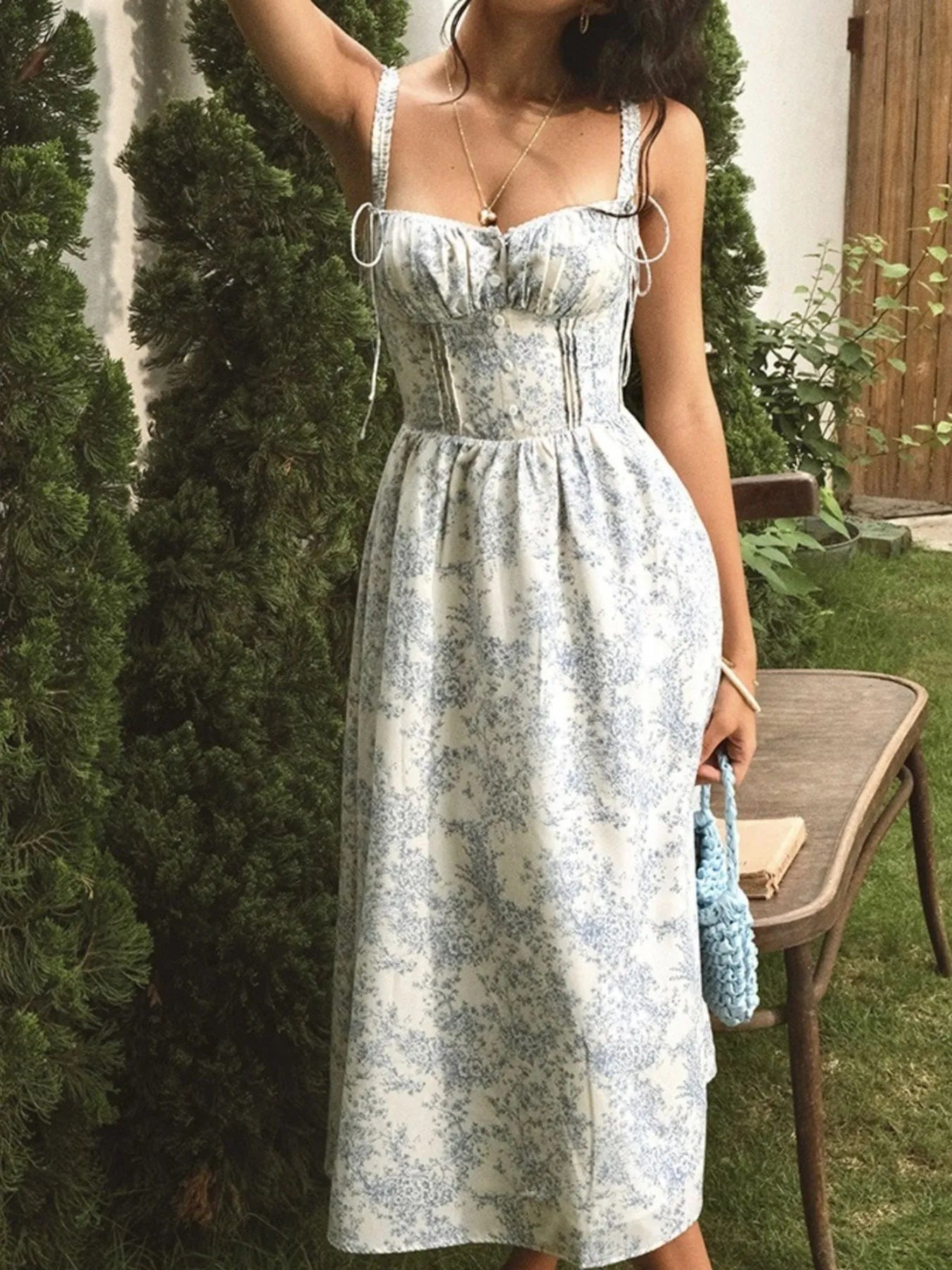 Floral Print Midi Cami Dress - Velora