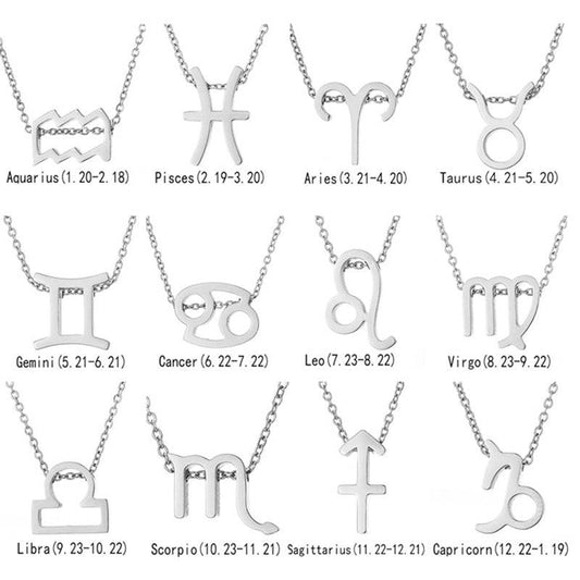 12 Zodiac Sign Necklaces With Gift Card Constellations Pendant Necklace Jewelry - Velora