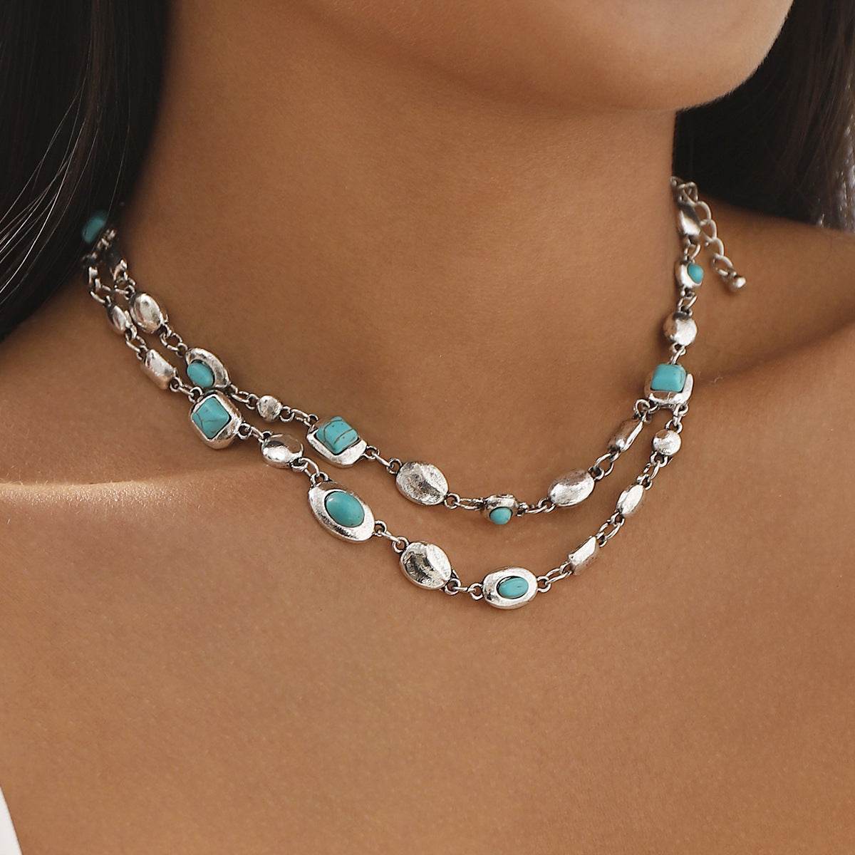 Ethnic Style Diamond Double-layer Necklace - Velora