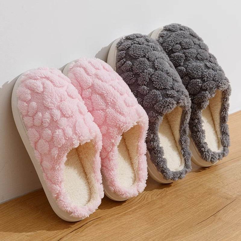 Home Fuzzy Slipper Unisex Cartoon Winter Plush Slipper Anti-Skid Soft Soled Cotton Shoes Comfy Outdoor Couple Slippers - Velora
