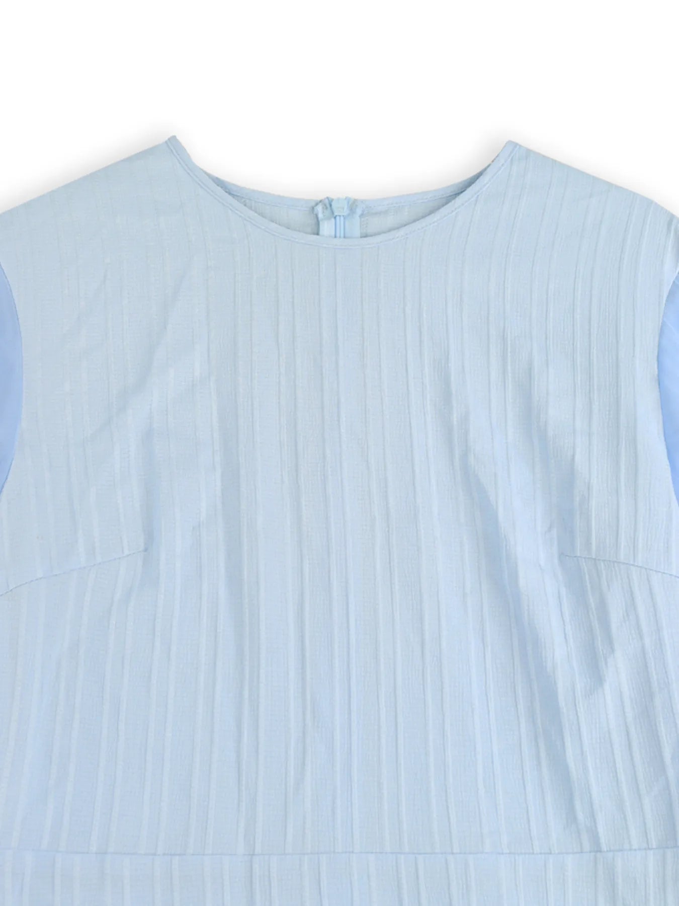 Ruffled Round Neck Flutter Sleeve Dress - Velora