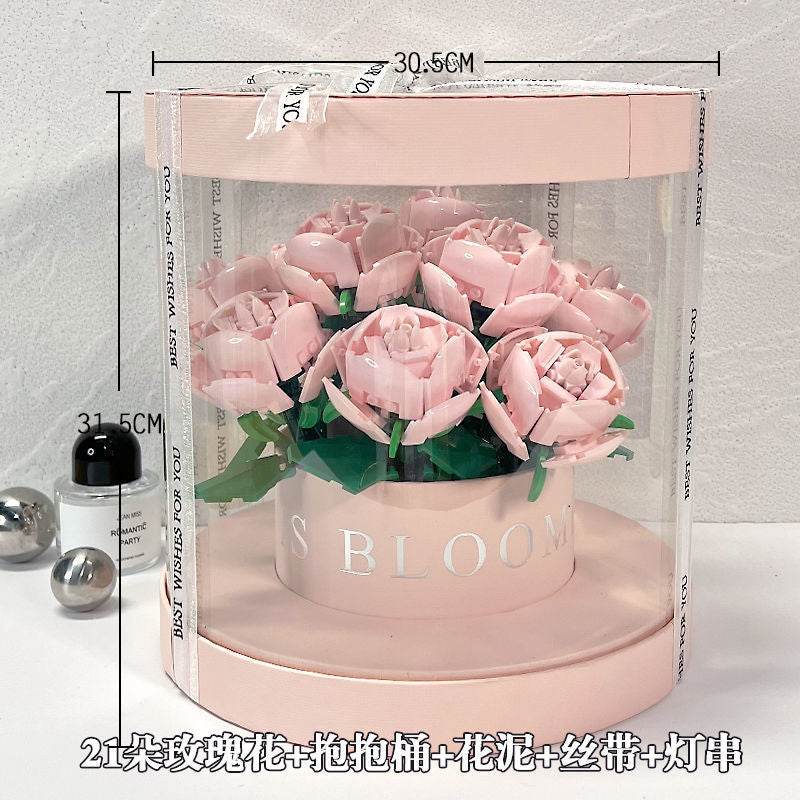 Building Blocks Rose Bouquet Flower Pot - Velora
