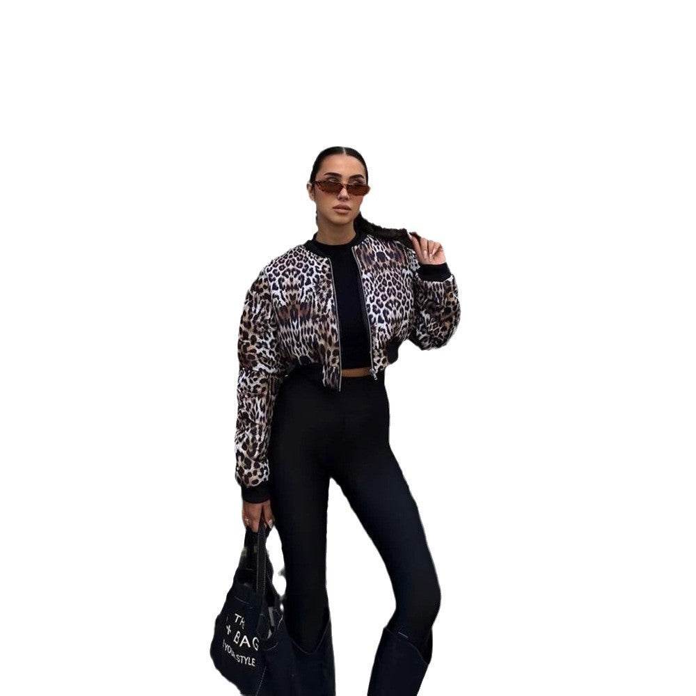 Color Effect Collar Short Women's Zipper Jacket Coat - Velora
