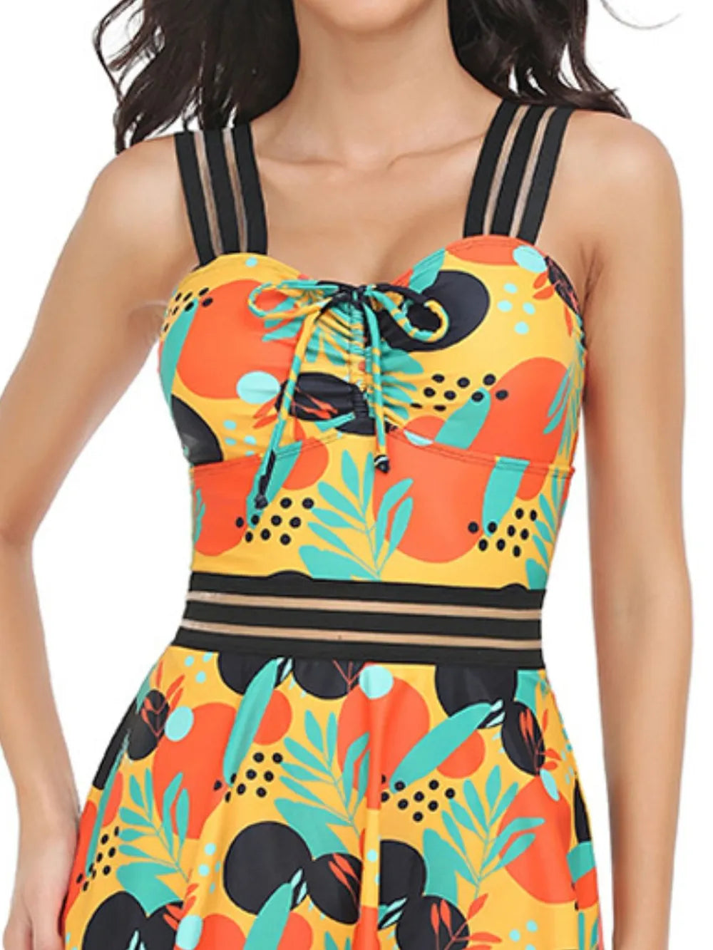 Ruched Printed Sweetheart Neck Two-Piece Swim Set - Velora