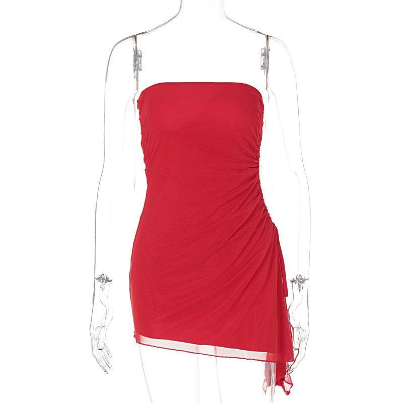 Y2K Tube-top Split Dress Summer Ins Fashion Backless Short Dresses For Women - Velora